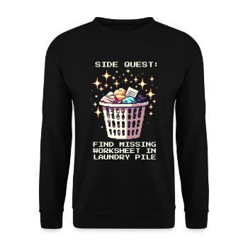 Side Quest: Leaf in the Laundry Mountain | Homeschool - Unisex Sweatshirt - black - Front - Alina (178cm) & Michal (187cm)