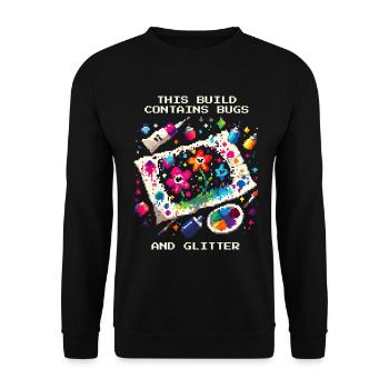 Enthält Bugs & Glitzer | Homeschool Basteln - Unisex Pullover - Schwarz - Vorne - Alina (178cm) & Michal (187cm)