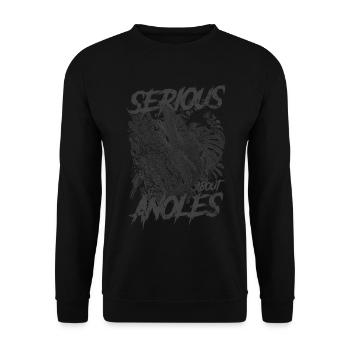 Ernsthaft über den kubanischen Ritter Anolis Reptilienhalter - Unisex Pullover - Schwarz - Vorne - Alina (178cm) & Michal (187cm)