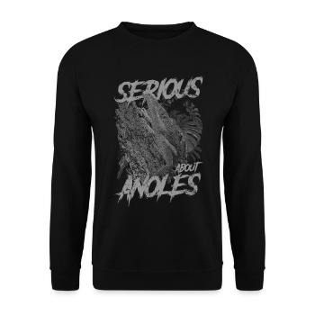 Ernsthaft über den kubanischen Ritter Anolis Reptilienhalter - Unisex Pullover - Schwarz - Vorne - Alina (178cm) & Michal (187cm)