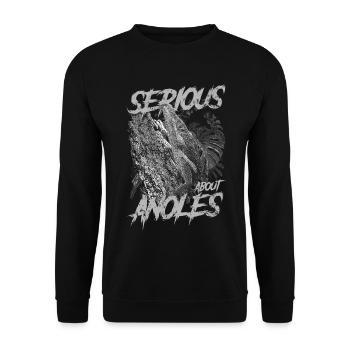 Ernsthaft über den kubanischen Ritter Anolis Reptilienhalter - Unisex Pullover - Schwarz - Vorne - Alina (178cm) & Michal (187cm)