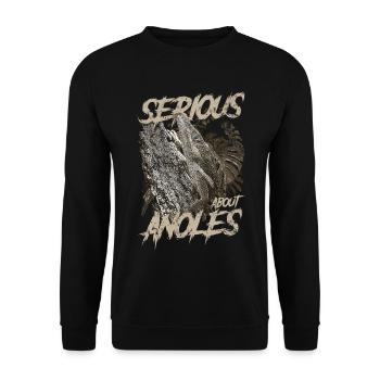 Ernsthaft über den kubanischen Ritter Anolis Reptilienhalter - Unisex Pullover - Schwarz - Vorne - Alina (178cm) & Michal (187cm)