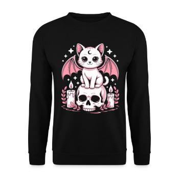 Chat Goth Pastel Kawaii - Sweat-shirt Unisexe - noir - Devant - Alina (178cm) & Michal (187cm)