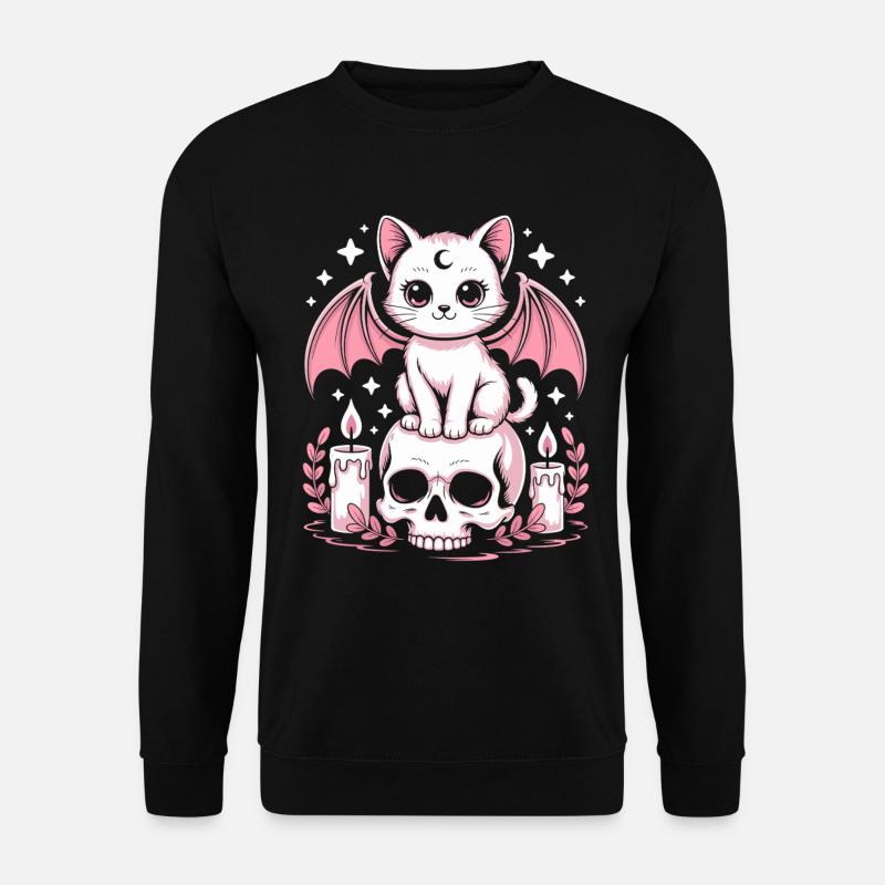 Kawaii Pastel Goth Cat - Unisex Sweatshirt - black