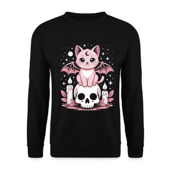 Chat Goth Pastel Kawaii - Sweat-shirt Unisexe - noir - Devant - Alina (178cm) & Michal (187cm)