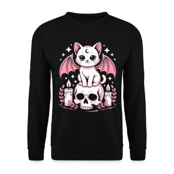 Chat Goth Pastel Kawaii - Sweat-shirt Unisexe - noir - Devant - Alina (178cm) & Michal (187cm)