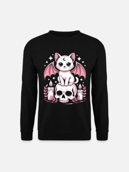 Kawaii Pastel Goth Katze - Unisex Pullover - Schwarz