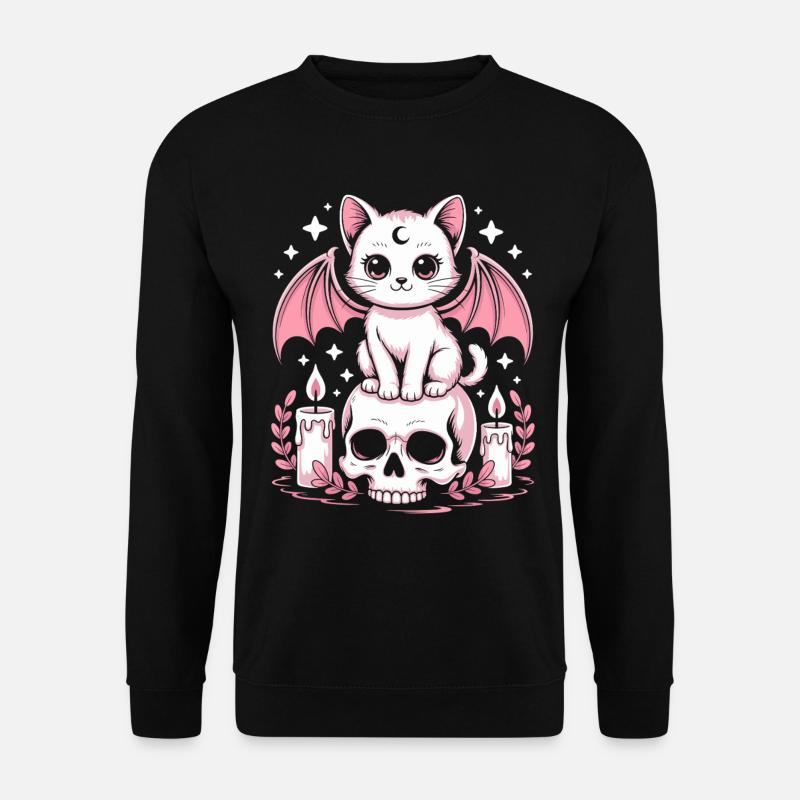 Kawaii Pastel Goth Cat - Unisex Sweatshirt - black