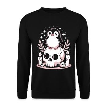 Kawaii Pastel Goth Pingouin - Sweat-shirt Unisexe - noir - Devant - Alina (178cm) & Michal (187cm)