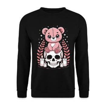 Kawaii Pastel Goth Patched Bear - Sweat-shirt Unisexe - noir - Devant - Alina (178cm) & Michal (187cm)
