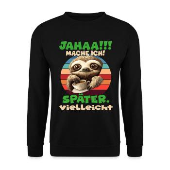 Paresseux avec café latte Moment Shuffle paresseux - Sweat-shirt Unisexe - noir - Devant - Alina (178cm) & Michal (187cm)