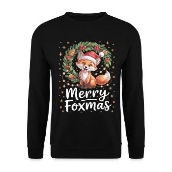 Merry Foxmas Chemise de renard de Noël mignon - Sweat-shirt Unisexe - noir - Devant - Alina (178cm) & Michal (187cm)