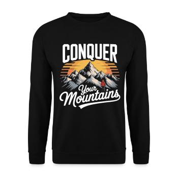 T-shirt d’aventure en plein air – Motivation & Montagnes - Sweat-shirt Unisexe - noir - Devant - Alina (178cm) & Michal (187cm)