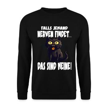 Funny Black Cat - Unisex Sweatshirt - black - Front - Alina (178cm) & Michal (187cm)
