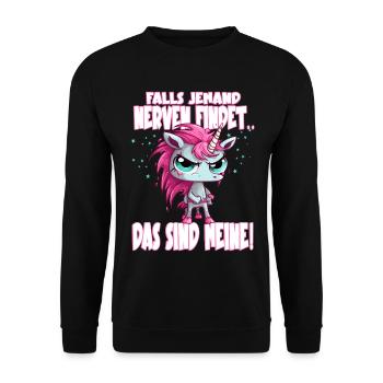 Angry Unicorn Pink Saying - Unisex Sweatshirt - black - Front - Alina (178cm) & Michal (187cm)