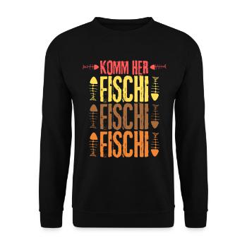 Komm Her Fischi Fischi Fischi - Unisex Pullover - Schwarz - Vorne - Alina (178cm) & Michal (187cm)