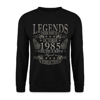 40th Birthday Legend October 1985 - Unisex Sweatshirt - black - Front - Alina (178cm) & Michal (187cm)