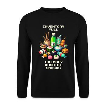 Inventory Full: Too Many Konbini Snacks | Japan - Unisex Sweatshirt - black - Front - Alina (178cm) & Michal (187cm)