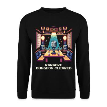 Karaoke-Dungeon geschafft | Tokio Nachtleben - Unisex Pullover - Schwarz - Vorne - Alina (178cm) & Michal (187cm)