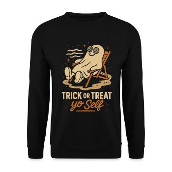 Trick Or Treat Yo Self Lazy Costume Drôle Dicton - Sweat-shirt Unisexe - noir - Devant - Alina (178cm) & Michal (187cm)