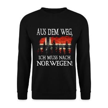 Out of the Way to Norway Flag Forest - Unisex Sweatshirt - black - Front - Alina (178cm) & Michal (187cm)