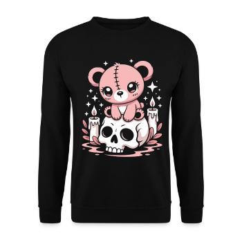 Kawaii Pastel Goth Patched Bear - Unisex Sweatshirt - black - Front - Alina (178cm) & Michal (187cm)