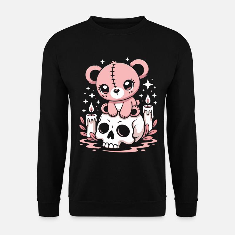 Kawaii Pastel Goth Patched Bear - Unisex Sweatshirt - black