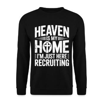 Himmel Ist Mein Zuhause Jesus Kreuz Christlich - Unisex Pullover - Schwarz - Vorne - Alina (178cm) & Michal (187cm)