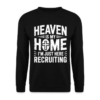Himmel Ist Mein Zuhause Jesus Kreuz Christlich - Unisex Pullover - Schwarz - Vorne - Alina (178cm) & Michal (187cm)