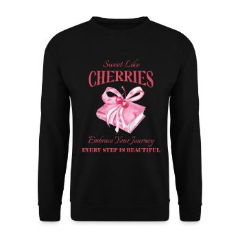 Amateurs de cerises, fleur de cerisier, douce comme des cerises - Sweat-shirt Unisexe - noir - Devant - Alina (178cm) & Michal (187cm)