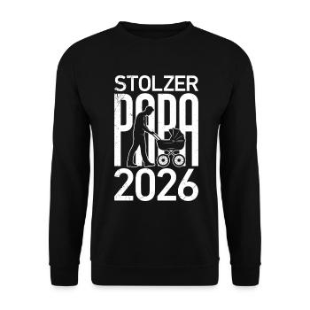 Werdender Vater STOLZER PAPA 2026 Lustiges - Unisex Pullover - Schwarz - Vorne - Alina (178cm) & Michal (187cm)