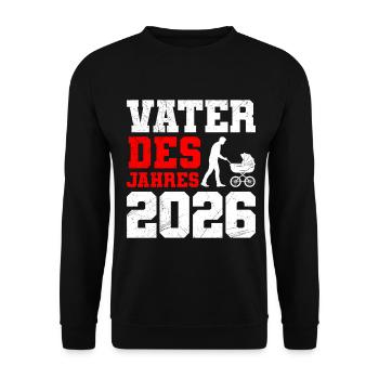 Vaterschaft VATER DES JAHRES 2026 LUSTIG - Unisex Pullover - Schwarz - Vorne - Alina (178cm) & Michal (187cm)