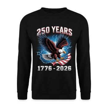 Adler mit Flagge – 250 Jahre - Unisex Pullover - Schwarz - Vorne - Alina (178cm) & Michal (187cm)