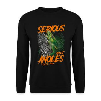 Ernsthaft über den kubanischen Ritter Anolis seit 1940 - Unisex Pullover - Schwarz - Vorne - Alina (178cm) & Michal (187cm)