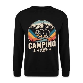 T-shirt Camping 4 Life avec ours et montagnes - Sweat-shirt Unisexe - noir - Devant - Alina (178cm) & Michal (187cm)