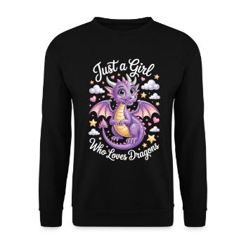 Just a Girl Who Loves Dragons Cute Dragon Shirt - Unisex Sweatshirt - black - Front - Alina (178cm) & Michal (187cm)