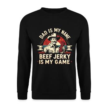 Viande séchée de bœuf séchée Biltong Pemmican Father - Sweat-shirt Unisexe - noir - Devant - Alina (178cm) & Michal (187cm)
