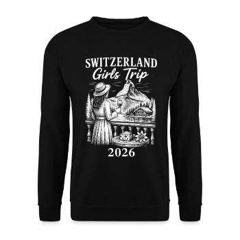 Schweiz Mädels Trip 2026 - Unisex Pullover - Schwarz - Vorne - Alina (178cm) & Michal (187cm)