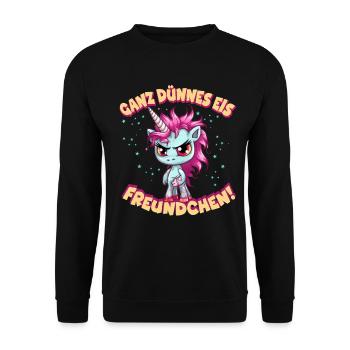 Angry unicorn with pink mane - Unisex Sweatshirt - black - Front - Alina (178cm) & Michal (187cm)
