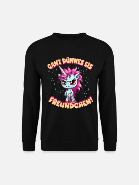 Wütendes Einhorn mit pinker Mähne - Unisex Pullover - Schwarz