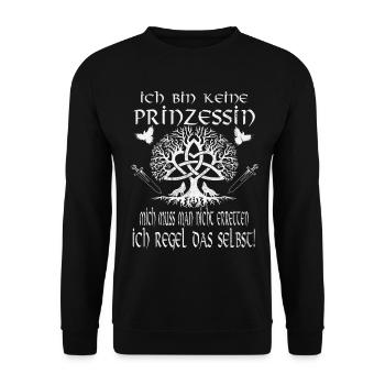 Wikiking Shield Maiden I'm Not a Princess - Unisex Sweatshirt - black - Front - Alina (178cm) & Michal (187cm)