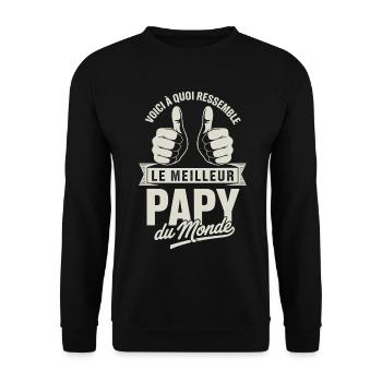 So sieht der beste Opa der Welt aus - Unisex Pullover - Schwarz - Vorne - Alina (178cm) & Michal (187cm)