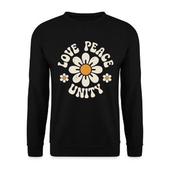 Love Peace Unity Retro Flowers - Unisex Sweatshirt - black - Front - Alina (178cm) & Michal (187cm)