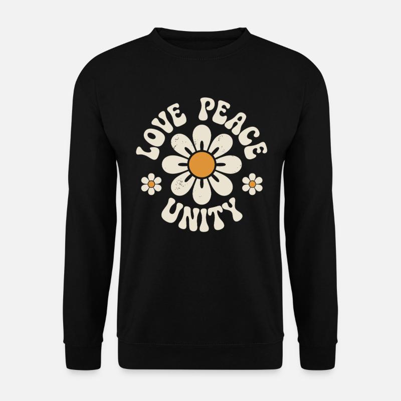 Love Peace Unity Retro Flowers - Unisex Sweatshirt - black