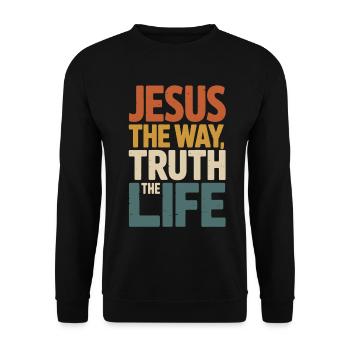 Jésus Le Chemin de la Vérité Vivre - Sweat-shirt Unisexe - noir - Devant - Alina (178cm) & Michal (187cm)