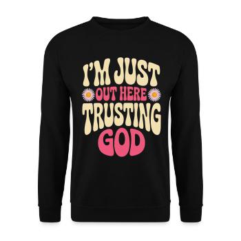 Gott Vertraue Motiv Shirt - Unisex Pullover - Schwarz - Vorne - Alina (178cm) & Michal (187cm)