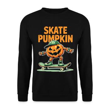 Skateboard pumpkin for Halloween fans - Unisex Sweatshirt - black - Front - Alina (178cm) & Michal (187cm)