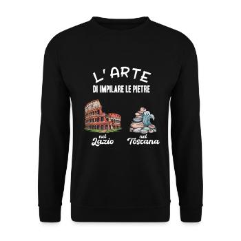 Humour italien L’art d’empiler des pierres - Sweat-shirt Unisexe - noir - Devant - Alina (178cm) & Michal (187cm)