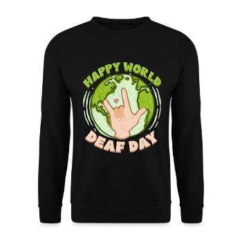 ASL Dolmetscher Gebärdensprache World Deaf Day - Unisex Pullover - Schwarz - Vorne - Alina (178cm) & Michal (187cm)