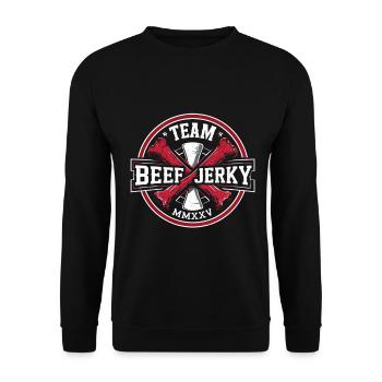 Viande séchée de bœuf séchée Biltong Pemmican - Sweat-shirt Unisexe - noir - Devant - Alina (178cm) & Michal (187cm)